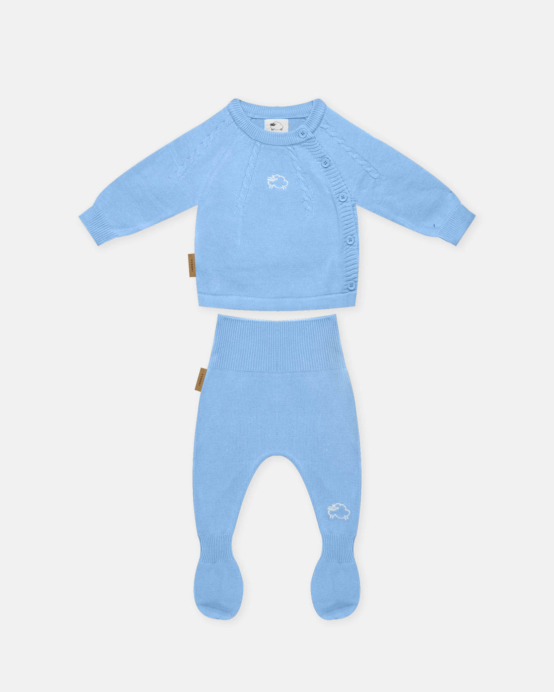 Completino coordinato Treccia - Azzurro - neonato
