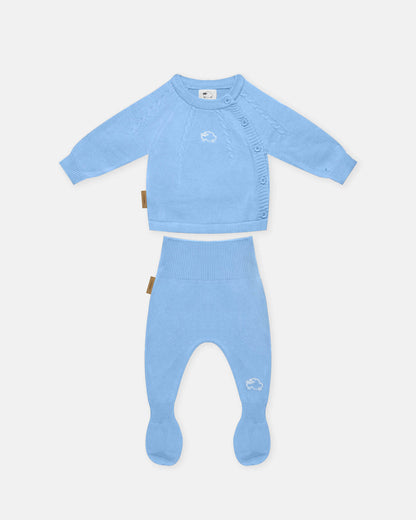 Completino coordinato Treccia - Azzurro - neonato