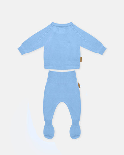Completino coordinato Treccia - Azzurro - neonato