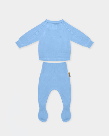 Completino coordinato Treccia - Azzurro - neonato